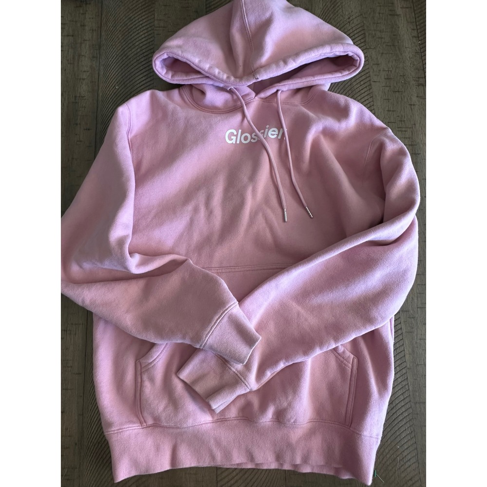 Glossier Classic Oversized Pink Fleece Hoodie - Size XS (Fits S/M)